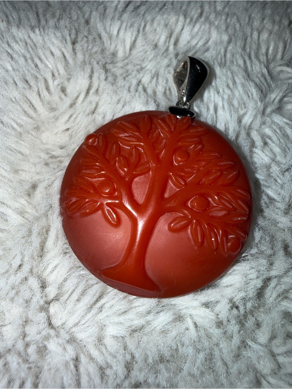 Whitney Kelly WK 925 Sterling Silver Natural Carnelian Carved Tree of Life - Picture 2 of 3